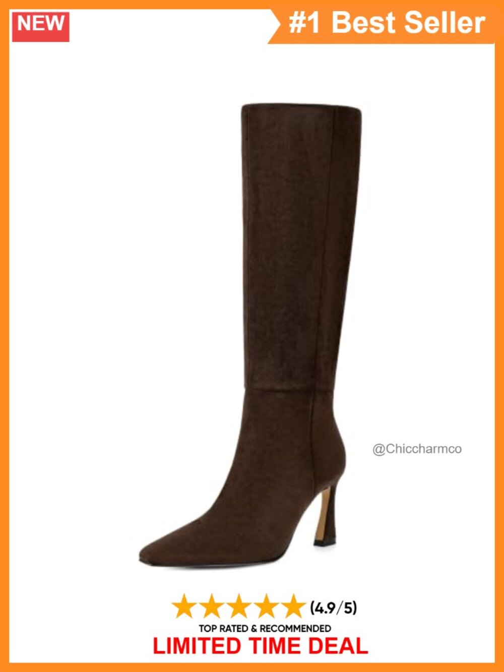 Knee High Boots Square Toe Stiletto Heel Faux Suede Women's Tall Boots